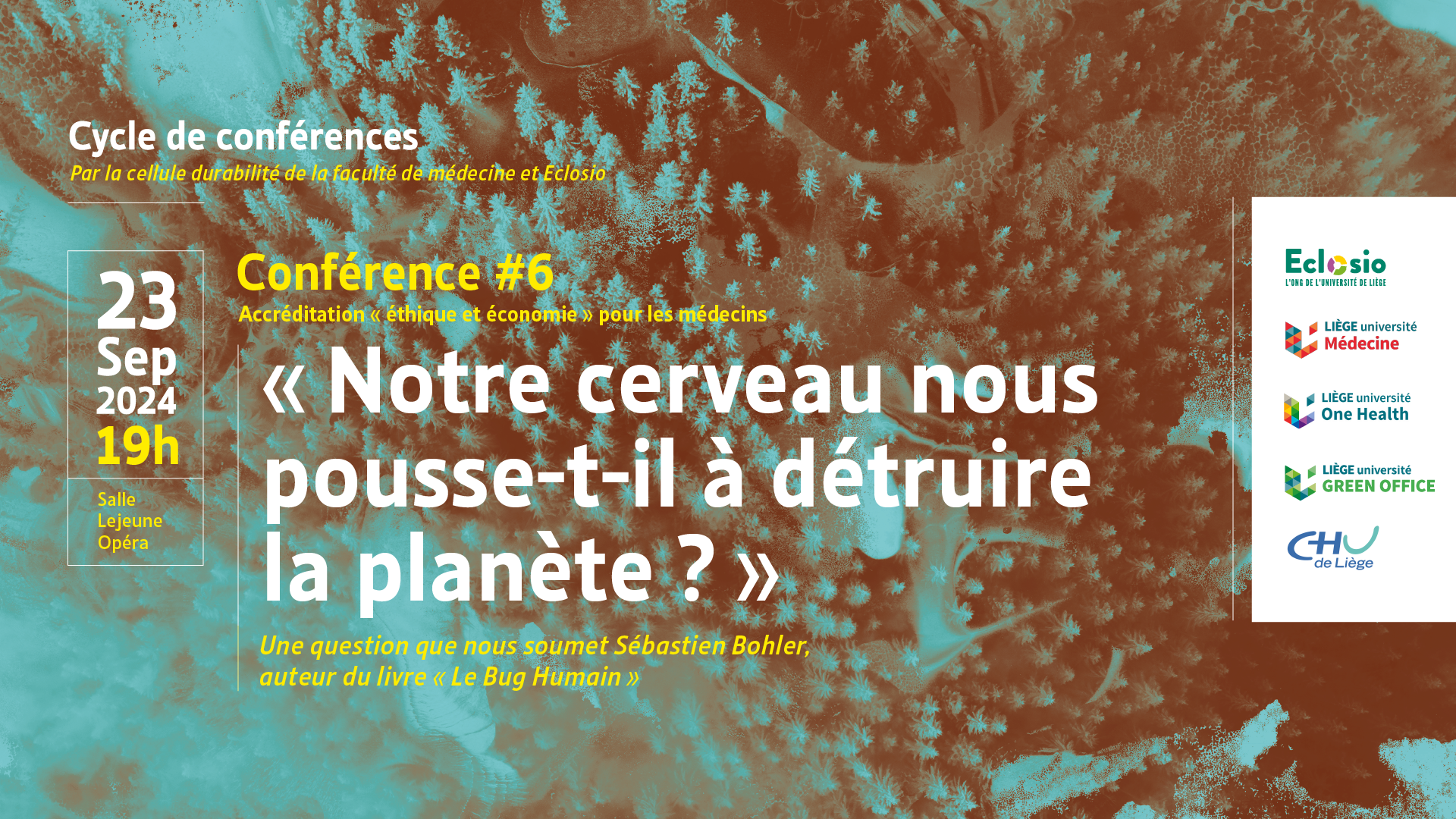 Affiche de la conférence "Notre cerveau nous pousse-t-il à détruire la planète ?"