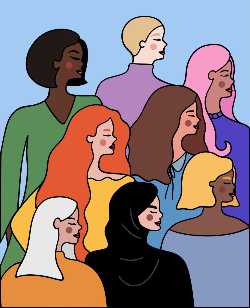 Illustration - un-groupe-de-femmes-debout-les-unes-a-cote-des-autres